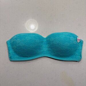 NWT Victoria's Secret PINK Lace Padded Bandeau Bra, Size Medium